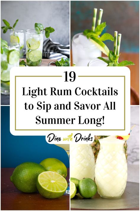 Collage of 4 light rum cocktails. Light Rum Cocktails, Paradise Cocktail, Light Cocktails, Rum Cocktail Recipes, Light Rum, Rum Cocktails, Rum Cocktail, Adult Beverages, Delicious Cocktails