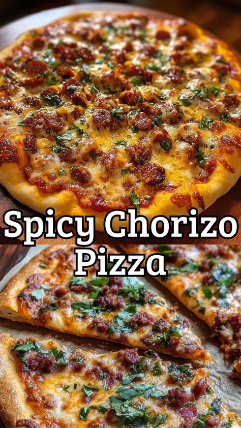 Irresistible Spicy Chorizo Pizza Recipe for a Flavor Boost! Pizza Flavors Ideas, Healthy Chorizo Recipes Dinners, Spicy Pizza Recipes, Pizza Combinations Ideas, Mexican Chorizo Recipes Dinners, Chorizo Dinner Recipes, Chorizo Appetizer Recipes, Chorizo Pizza Ideas, Chorizo Ideas