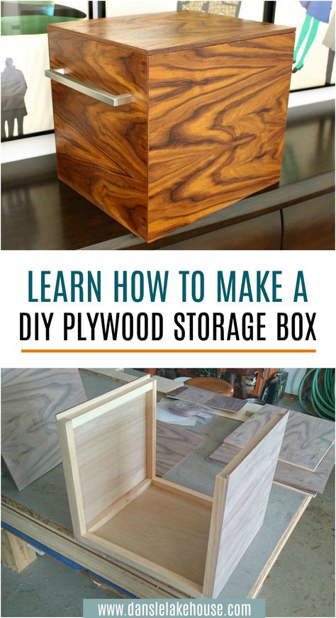 DIY Plywood Storage Bins - Get the Step-by-Step Tutorial with Photos and Supply List! Great Way to Use Up Leftover Plywood and Wood! Make a Storage Box with Lid in Any Size You Need. DIY Organizing Projects. #diy #plywoodprojects #woodworking #organizing #walnutplywood #plywoodproject #diyproject #diyhomedecor Plywood Storage, Diy Organizing, Plywood Projects, Room Things, Plywood Boxes, Storage Box With Lid, Diy Storage Boxes, Woodworking Box, Wood Storage Box