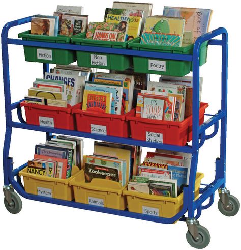 School Library Book Displays, Library Cart, Library Book Displays, Mobile Mechanic, Book Displays, Childrens Library, Kids Library, Bookcase Decor, Reading Workshop