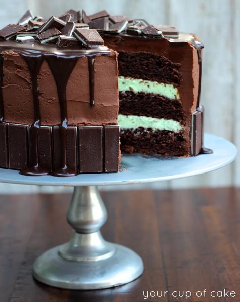 Andes Mint Cake Cakes For Auction, Andes Mint Cake Recipe, Cake Auction Cakes, Cake Auction Ideas, Andes Mint Cake, Mint Buttercream, Andes Mints, Peppermint Cake, Mint Cake