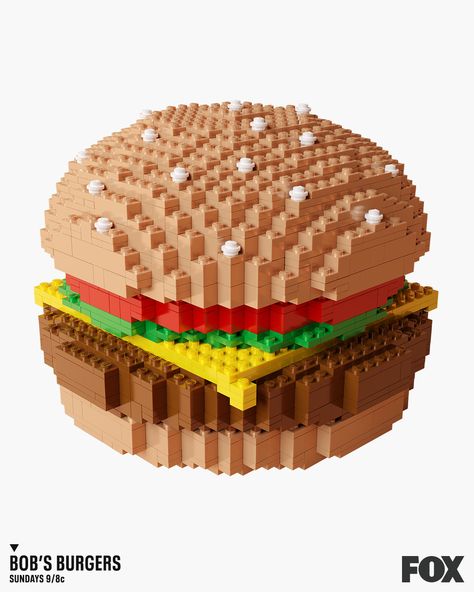 Stop scrolling. You won't find anything better looking than this on your feed today  #LEGO #BobsBugers #Burger #Building #Art #FOXTV #Entertainment Minecraft Burger Build, Lego Objects, Neon Burger, Interior Videos, Lego Food, Lego Club, Lego Sculptures, Cool Minecraft Creations, Stop Scrolling