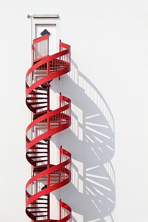 Circle Stairs, Round Stairs, Fire Escape, Spiral Stairs, Minimalist Photography, Minimalist Architecture, Spiral Staircase, Modern Round, Staircase Design