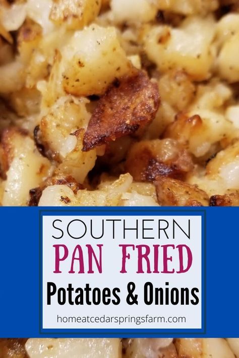 Southern Skillet Fried Potatoes and Onions is an easy one-skillet side dish. Potatoes, onions, and oil are the only ingredients needed for this simple dish. Just a few ingredients that yield a huge taste! #potatoes #onion #potatoesandonions #friedpotatoesandonions #skilletfriedpotatoes #panfriedpotatoesandonions #sidedish #vegetable #dinnerideas #castironcooking Potato Recipes Skillet, Home Potatoes, Easy Fried Potato Recipes, Southern Potatoes And Onions, Best Fried Potatoes Recipes, Smothered Fried Potatoes, Stove Potato Recipes, American Fry Potatoes, Onion Potatoes