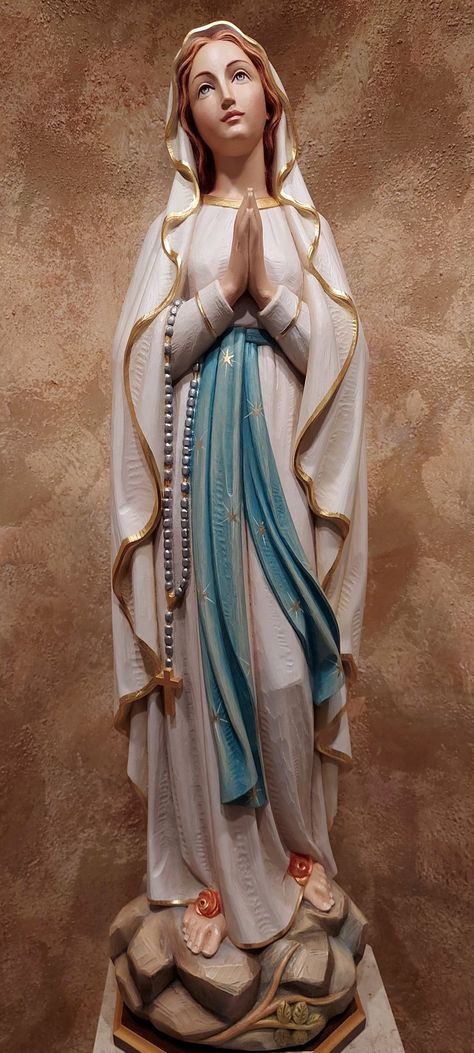 Mother Mary Of Lourdes, Catholic Artwork, Blessed Mother Statue, Mother Mary Images, Jesus And Mary Pictures, Fayetteville Nc, Our Lady Of Lourdes, Blessed Mother Mary, Christian Devotions