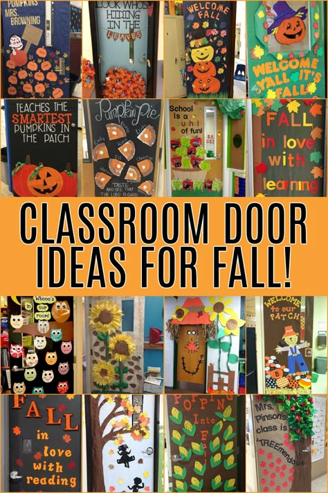 Looking for some creative inspiration for your fall classroom door ideas? Give one of these fun and simple fall themes a try. Fall Inspired Classroom Door, Classroom Door Decorations For Fall, Window Decoration Ideas For School Fall, Candy Corn Door Decorations Classroom, Fall Thanksgiving Classroom Door, Fall Preschool Classroom Door Ideas, Creative Fall Door Decorations, Fall Door Designs Daycare, Science Fall Door Decorations Classroom