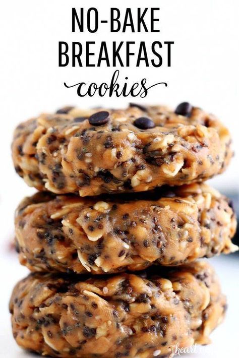 No Bake Breakfast Cookies, No Bake Breakfast, Bake Breakfast, Menu Sarapan Sehat, Breakfast Cookie Recipe, Resep Diet, Food Mood, Healthier Food, Breakfast Healthy