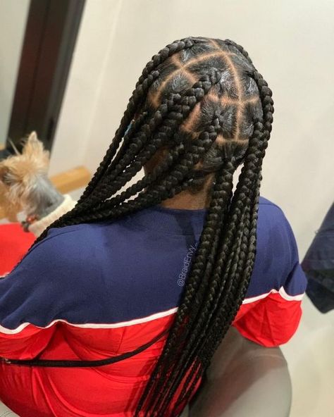 Chunky Knotless Box Braids Golden Blonde Braids, Fulani Braids Natural Hair, Box Braids Big, 33 Braids, Braids Big, Hair Women Over 50, Braided Mohawk Hairstyles, Short Box Braids Hairstyles, Kid Braid Styles