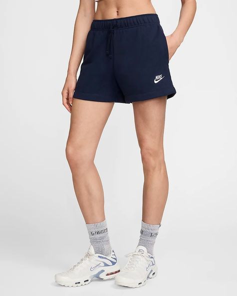 Nike Sportswear Club Fleece Women's Mid-Rise Shorts. Nike.com Nike Shorts, Nike Shorts Outfit, Nike Shorts Women, Nike Sportswear Club Fleece, Oxford White, Mid Rise Shorts, Fleece Shorts, Heather White, Women Lifestyle