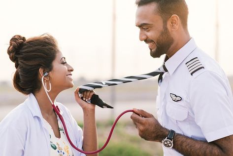 Pilot And Nurse Couple, Pilot And Doctor Couple, Army And Doctor Couple, Doctor Couple, Army Husband, Twins Photography, Save The Date Pictures, Kuala Lumpur International Airport, Pilot Wife