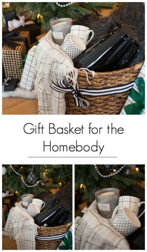 A great gift basket idea for the holiday homebody. Give them the gift of a night in with coffee, and cozy home decor! It would also be a great gift idea for couples! #Christmas #gifts #homebody Night In Basket Ideas, Cozy Raffle Basket Ideas, Home Decor Gift Basket, Cozy Basket Ideas, Cozy Night In Gift Basket, Winter Gift Basket Ideas, Couples Christmas Gifts, Coffee Basket, Burberry Gifts