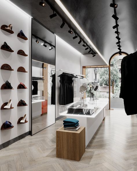 Boutique Clothing Store Design, Luxury Retail Store, Fashion Showroom, Retail Store Interior Design, Clothing Store Interior, Clothing Store Design, Store Design Boutique, Showroom Interior Design, التصميم الخارجي للمنزل