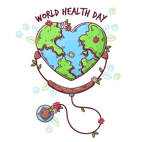 Hand-drawn workd health day concept Free... | Free Vector #Freepik #freevector #hand #medical #world #hand-drawn Good Health And Well Being Poster, World Environment Day Posters, Environmental Posters, Health And Safety Poster, Easy Drawings For Beginners, Boho Art Drawings, World Health Day, Simple Poster, Doodle Art Drawing