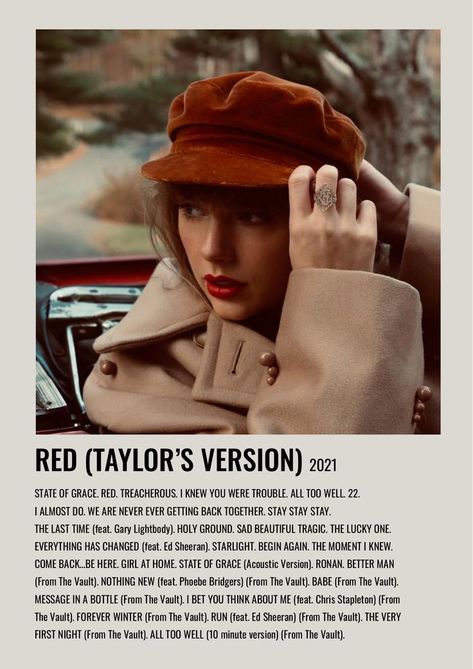 Taylor Swift Red Album, Taylor Swift Discography, Minimalist Music, Taylor Songs, Music Poster Ideas, State Of Grace, Polaroid Poster, Music Poster Design, Taylor Swift Posters