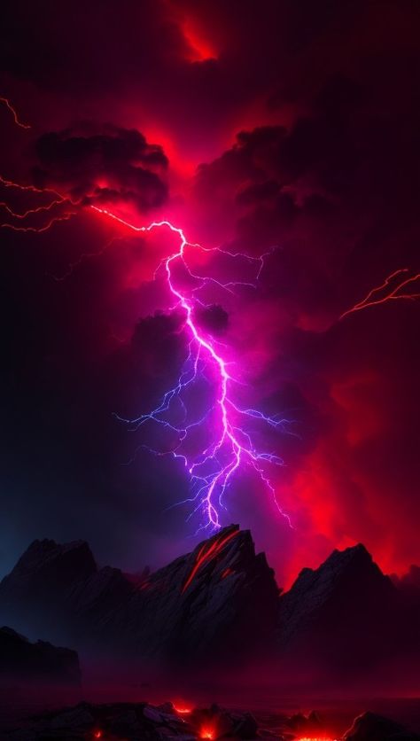 evil nature in black and red Red Storm Aesthetic, Purple And Red Background, Red And Violet Aesthetic, Purple And Red Wallpaper, Lyney Aesthetic, Red Purple Aesthetic, Red And Purple Aesthetic, Colorful Lightning, Really Cool Backgrounds