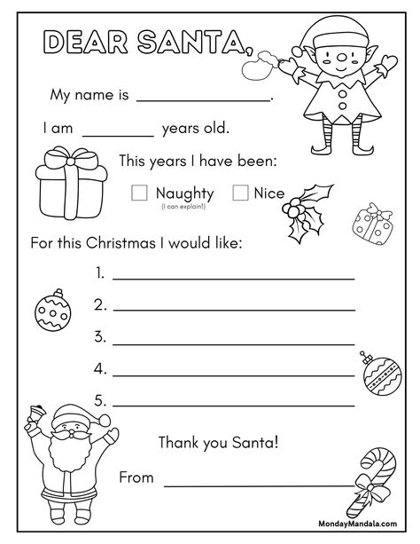 Template Letter To Santa, Santa List Ideas For Kids, Letters To Santa Party Ideas, Letter To Santa For Toddlers, Santa Tizer Free Printable, Free Printable Letter To Santa Template, Kids Letter To Santa Printable, Toddler Letter To Santa, Santa Christmas Crafts For Kids