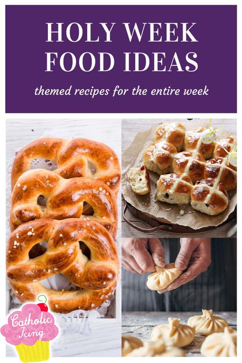 This list of holy week food ideas is awesome! There are meaningful recipe ideas for Palm Sunday, Spy Wednesday, Holy Thursday, Good Friday, AND Holy Saturday! Amazing resource for holy week for families. #holyweek #lent #catholickids #catholicmoms #catholicfamilylife #liturgicalliving #domesticchurch Week Snacks, Good Friday Crafts, Sunday Dessert, Lenten Recipes, Friday Dinner, Holy Thursday, Holy Saturday, Lent Recipes, Catholic Crafts