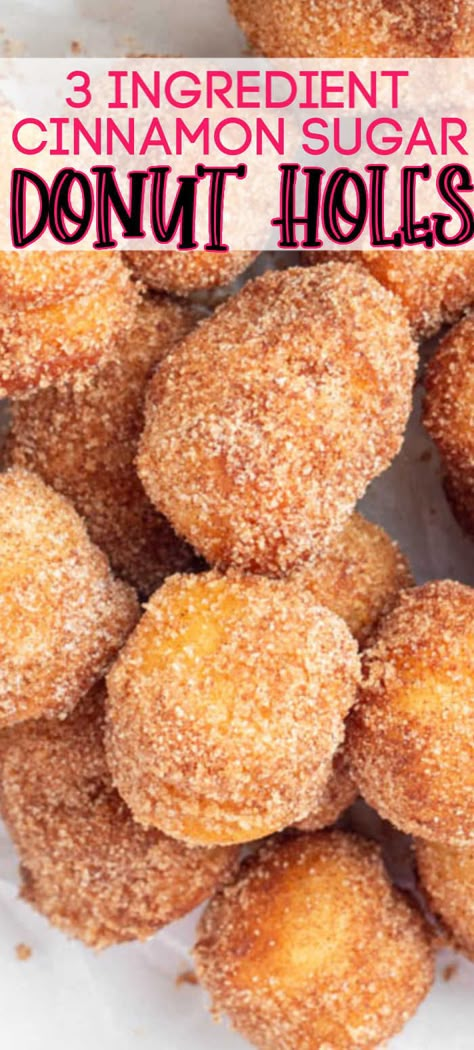 Easy Donut Holes, Sugar Donuts Recipe, Cinnamon Sugar Donut Holes, Donut Hole Recipe, Biscuit Donuts, Doughnut Recipe Easy, Easy Donut Recipe, 3 Ingredient Desserts, Homemade Donuts Recipe