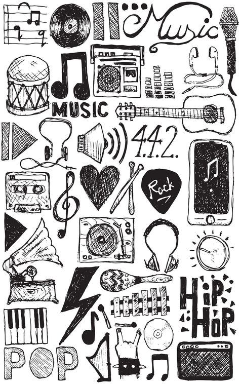 Music Doodles Art Print by Matt Andrews - X-Small Music Doodles, Music Art Drawing, Music Sketch, Music Doodle, Notebook Doodles, Small Doodle, Doodle Vector, Notebook Drawing, Graffiti Doodles