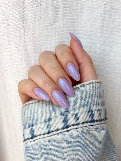 Lavender Chrome Nails, Spring Chrome Nails, Light Purple Nails, Purple Glitter Nails, Simple Spring Nails, Purple Nail Art, Lilac Nails, Purple Acrylic Nails, Purple Nail Designs