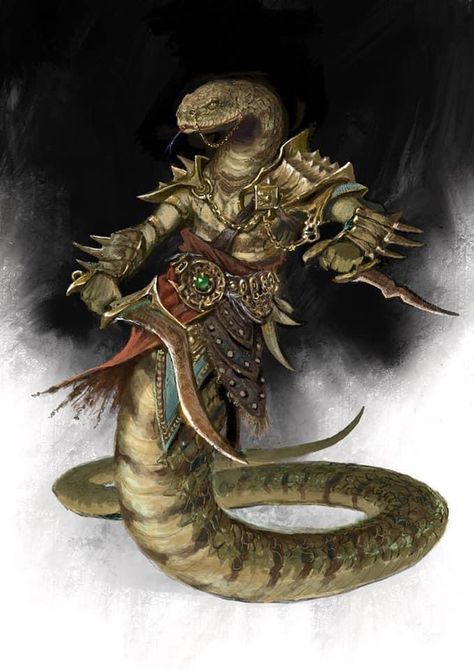 Yuan Ti Abomination Art, Yuan Ti Abomination, Yuan Ti Character Art, Dnd Yuan Ti, Naga Warrior, Yuan Ti, Pathfinder Character, Fantasy Beasts, Fantasy Races