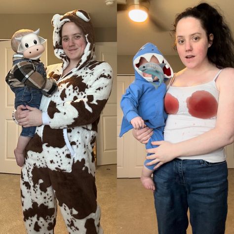 Mom And Baby Costumes, Mom Halloween Costumes, Halloween Costum, Mom Costumes, Great Halloween Costumes, Breastfed Baby, Baby Halloween Costumes, Holiday Food, Baby Costumes