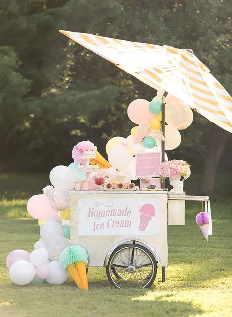 Nothing says summer like a pastel ice cream party for the kiddos. Tara at One Stylish Party knocked it out of the park with this one! She used fun vintage-esque ice cream decor! Pastel Ice Cream Party, Summer Ice Cream Party, Ice Cream Birthday Party Theme, Pastel Ice Cream, Ice Cream Party Theme, Ice Cream Decorations, Ice Cream Stand, Ice Cream Cupcakes, Ice Cream Cart