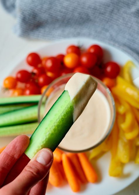 This buffalo ranch dressing recipe is creamy and loaded with spicy buffalo flavor. This dressing recipe is quick, easy, and perfect with wings, veggies, or on salads. Vegetarian and easy to make keto or low carb. #ranch #buffalo #dressing Buffalo Dressing, Buffalo Ranch Dressing, Salads Vegetarian, Buffalo Ranch Dip, Blue Cheese Dressing Recipe, Buffalo Ranch Chicken, 40 Aprons, Healthy Dressing, Buffalo Ranch