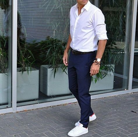 Blue chinos white shirt and shoes Blue Chinos Men Outfits, Blue Chinos Men, Chinos Men Outfit, Chinos Men, Smart Casual Shirts, Jeans Outfit Men, Color Combinations For Clothes, Smart Casual Men, Men Fashion Casual Shirts