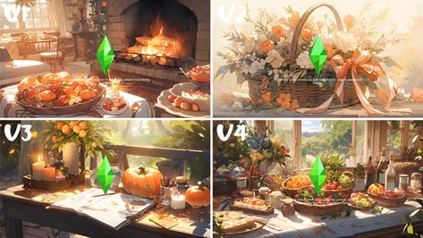 Sims 4 Loading Screen, Sims 4 Aesthetic, Aesthetic Thanksgiving, Sims 4 Cas Background, 4 Aesthetic, Loading Screen, Thanksgiving Theme, Sims 4 Cc Furniture, Sims 4 Cas