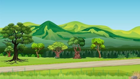 Vector mountain jungle cartoon backgroun... | Premium Vector #Freepik #vector #sky #blue #wood #nature Cartoon Jungle Background, Mountain Cartoon, Grass Images, Mountain Jungle, Cartoon Jungle, Cartoon Grass, Jungle Pictures, Jungle Cartoon, Jungle Images