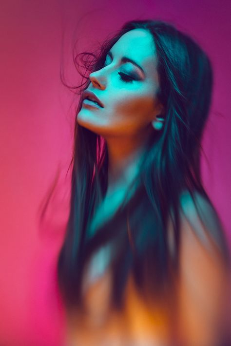 Cyclorama Photoshoot, Jake Hicks, Colour Gel Photography, Tumblr Inspiration, Neon Photoshoot, Emily Anderson, Neon Photography, Model Shoot, Colorful Portrait