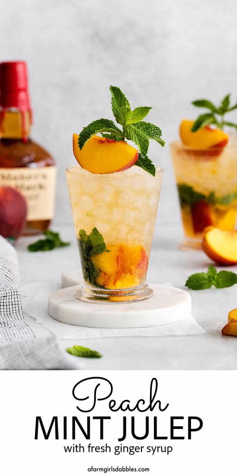 Peach Mint Julep Recipe, Peach Cocktail Recipe, Mint Julep Cocktail, Mint Julep Recipe, Bourbon Cocktail Recipe, Mint Cocktails, Peach Vodka, Peach Cocktail, Pineapple Cocktail