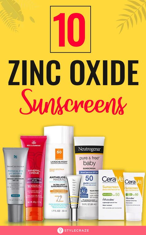 10 Best Zinc Oxide Sunscreens You'll Need This Summer: Zinc oxide is found in the sunscreens that are recommended by dermatologists because they don’t contain oxybenzone, which is very common in most other sunscreens. We have rounded up the best zinc oxide sunscreen lotions available on the market right now. Let’s take a look! #Sunscreen #Skincare #Summer Sunscreen Recipe, Good Sunscreen For Face, Skincare Summer, Uv Sunscreen, Sunscreen Skincare, Zinc Sunscreen, Zinc Oxide Sunscreen, Best Sunscreen, Safe Sunscreen