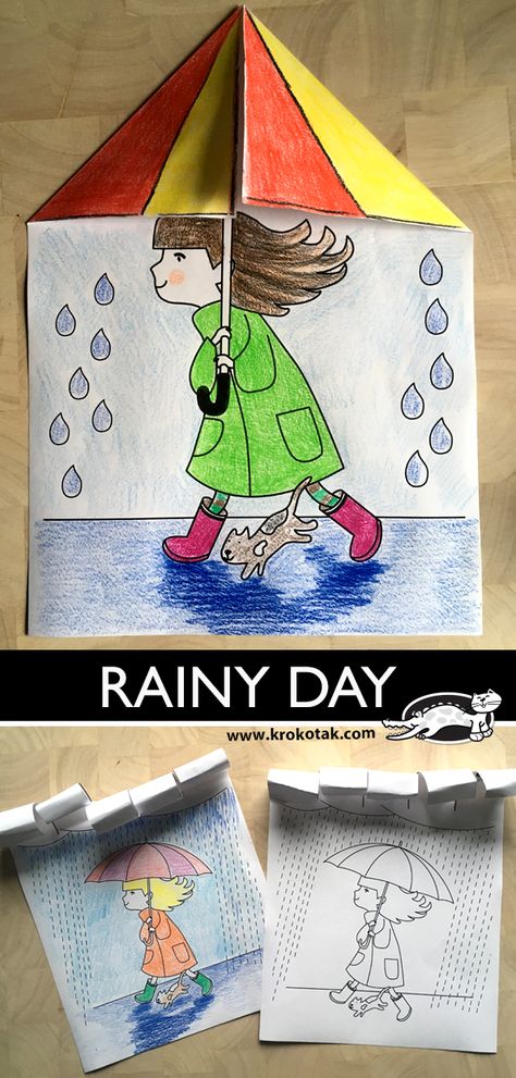 krokotak | RAINY DAY Rainy Day Art, Weather Art, Weather Crafts, Art Project For Kids, Rainy Day Crafts, Project For Kids, Spring Crafts For Kids, Seni Dan Kraf, Kindergarten Art