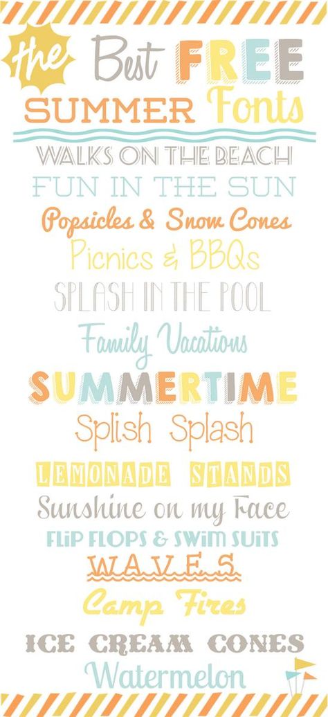 15 Best Free SUMMER Fonts  from Food,Folks and Fun Summer Fonts, Police Font, Scrapbook Fonts, Summer Font, Different Font Styles, Fancy Fonts, Favorite Fonts, Cricut Fonts, Free Summer