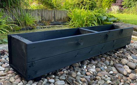 Planter Boxes Flowers, Large Wooden Planters, Trough Garden, Wooden Trough, Trough Planter, Planter Trellis, Rectangle Planters, Planter Garden, Diy Planter Box