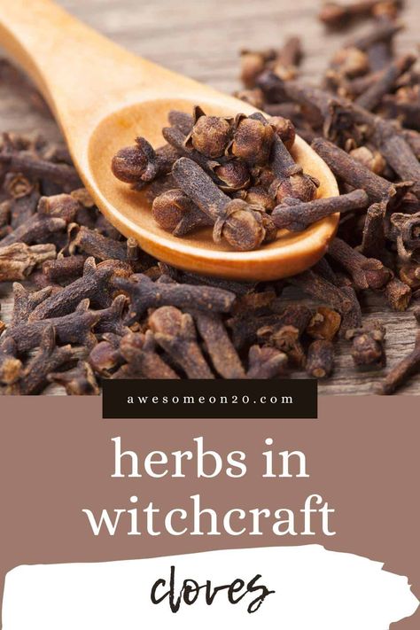 Cloves are commonly used in witchcraft and natural healing. Well-known as a natural remedy for pain, this spiky little spice also host many magical properties. #cloves #witchcraft #herbsinwitchcraft Magickal Herbs Herbal Magic, Clove Witchcraft, Magical Properties Of Cloves, Herbs In Witchcraft, Essential Oil Meanings, Pork Apple, Kitchen Magick, Remedies For Tooth Ache, Magickal Herbs