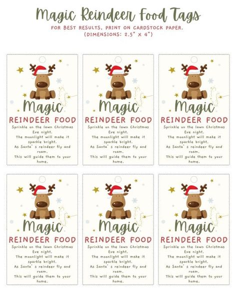 Reindeer Food Printable Free, Santa Placemats, Magic Reindeer Food Printable, You've Been Mugged, Reindeer Food Label, Reindeer Food Printable, Magic Reindeer Food, Christmas Treat Bags, Christmas Sprinkles