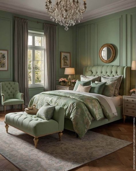 If you love the Bridgerton aesthetic, here are 17 must-see bedroom decor ideas inspired by the Brigderton colors and the Regency core trend. Ideas for: Bridgerton wallpaper, bridgerton season 3, regency core, regency core bedrooms, regencycore, grown woman bedroom ideas, moody vintage bedroom, moody romantic bedroom, girly pink bedroom, awesome bedrooms, fairy lights bedroom ideas, aesthetic bedroom ideas cozy, vintage modern bedroom, aesthetic bedroom inspo, regency era bedroom ideas. Royal Green Bedroom Ideas, Bridgerton Themed Bedroom, Regency Era Home Decor, Bridgerton Bedroom Ideas, Bridgerton Bedroom Aesthetic, French Inspired Bedroom Decor, Victorian Modern Bedroom, European Bedroom Aesthetic, Modern Victorian Bedroom Ideas