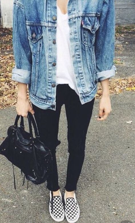 Look Legging, Ellie Saab, Vans Outfit, Jean Jacket Outfits, Rock Outfit, Outfit Jeans, Minimal Chic, Casual Fall Outfits, Fall Winter Outfits