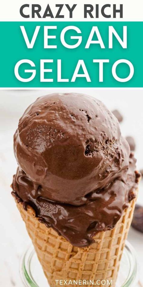 Healthy Gelato, Chocolate Gelato Recipe, Dairy Free Gelato, Vegan Gelato, Vegan Nice Cream, Ice Cream Recipes Machine, Gluten Free Dairy Free Dessert, Vegan Ice Cream Recipe, Gelato Recipe