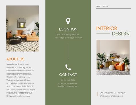 Elegant Interior Design - Trifold Brochure Template Visme Interior Design Brochure, Interior Brochures, Case Study Template, Data Visualization Tools, Trifold Brochure Design, Elegant Interior Design, Trifold Brochure Template, Design Brochure, Trifold Brochure