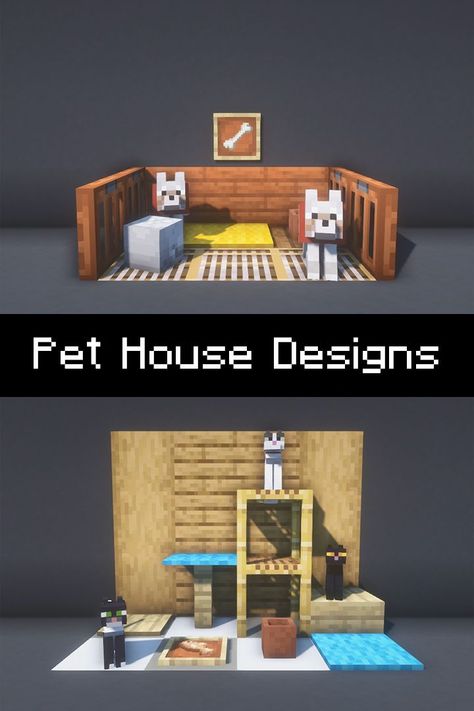 Minecraft Survival Kitchen Ideas, Minecraft Interior Design No Mods, Pet Beds Minecraft, Dog Bed In Minecraft, Living Room Decor Minecraft, Pet Minecraft Ideas, Mincraft Couches Ideas, Dog Home Minecraft, Dog Area Minecraft