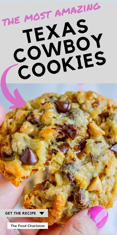 Oatmeal Cookies Crunchy, Texas Cowboy Cookies, Cowboy Cookie Recipe, Amazing Cookie Recipes, The Food Charlatan, Texas Cowboy, Cowboy Cookies, Cookie Recipes Homemade, Food Charlatan