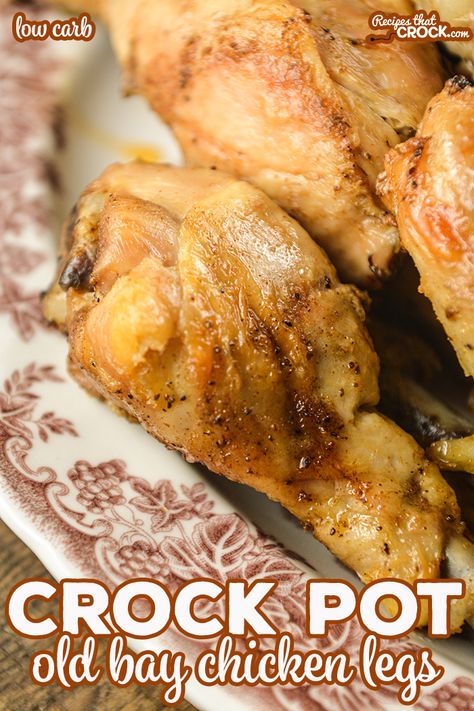 These Crock Pot Old Bay Chicken Legs are flavorful, low carb and incredibly simple to make! Everyone will be asking you for this recipe and won't believe you when you tell them how easy it is! Old Bay Chicken, Bbq Chicken Legs, Bbq Chicken Crockpot, Chicken Leg Recipes, Chicken Crockpot, Chicken Breast Recipes Healthy, Instant Pot Recipes Chicken, Pot Roast Recipes, Old Bay