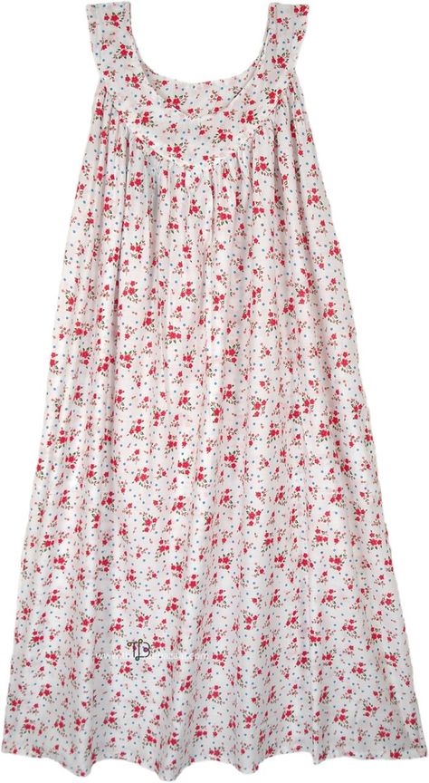 A pink floral print on a white, cotton, light weight summer night dress.  A dress to wear around the house or on the beach or for a good night`s sleep in cool comfortable pre cotton. #tlb #Sleeveless #XLPlus #Pocket #Floral #Printed #FloralDress #EasyCottonDress #CottonDressforSummer #CottonNightDress #CottonWomenNightWear Night Dress For Women Cotton, Night Gown Cotton, Night Dress Cotton, Summer Night Dress, Nighty Night Dress, Women Nightwear Dresses, Nightwear Fashion, Night Wear Dress, Cotton Night Dress