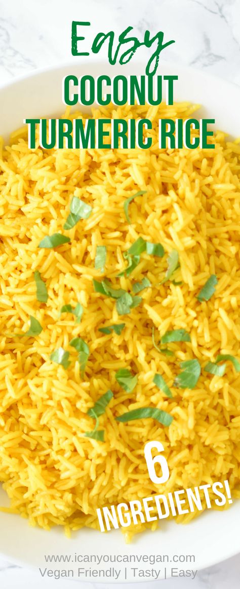 Coconut Turmeric Rice, Turmeric Rice Recipe, Coconut Milk Rice, Basmati Rice Recipes, Turmeric Rice, Coconut Rice Recipe, Rice Side Dish Recipes, Rice Side, Turmeric Recipes