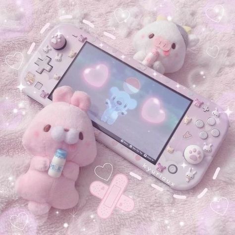 Pink Games, Kawaii Games, Gamer Room Decor, Soft Pink Theme, Baby Pink Aesthetic, Pastel Pink Aesthetic, Kawaii Accessories, Gamer Room, Kawaii Room