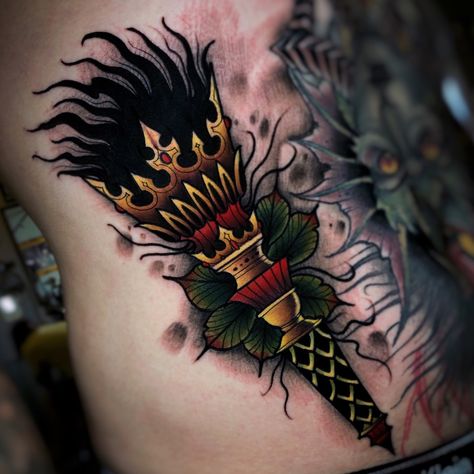 Traditional Tattoo Torch, Torch Tattoo, Candle Tattoo Design, Le Tattoo, Neo Tattoo, Traditional Tattoo Old School, Candle Tattoo, Traditional Style Tattoo, Flame Tattoos